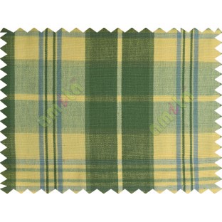 Green beige blue checks main cotton curtain designs